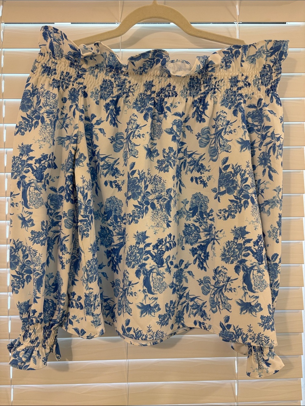 Tuckernuck Blue Floral Off-Shoulder Blouse on White